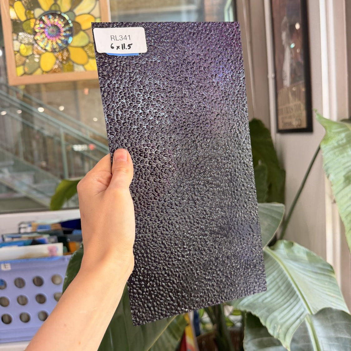 Purple 311V Dew Drop Textured Transparent Wissmach Sheet Glass