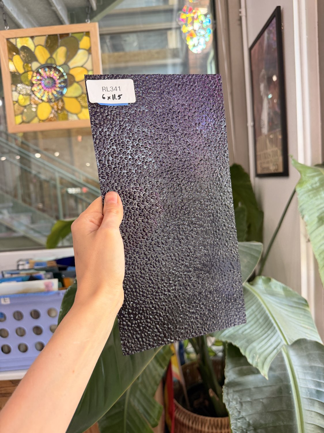 Purple 311V Dew Drop Textured Transparent Wissmach Sheet Glass