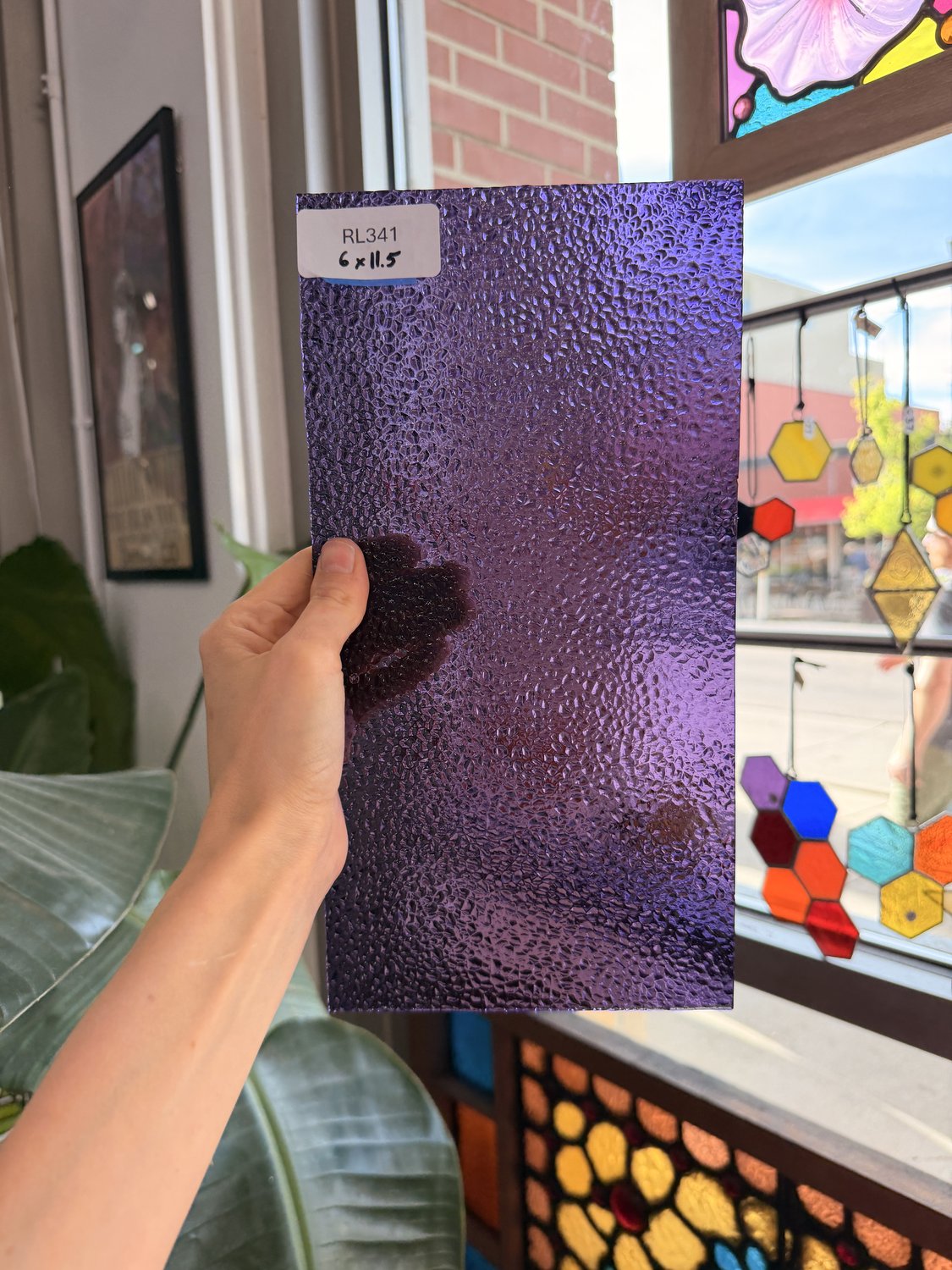 Purple 311V Dew Drop Textured Transparent Wissmach Sheet Glass