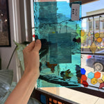 Sky Blue Green Mixed Waterglass Oceanside Fusible 96 COE Sheet Glass