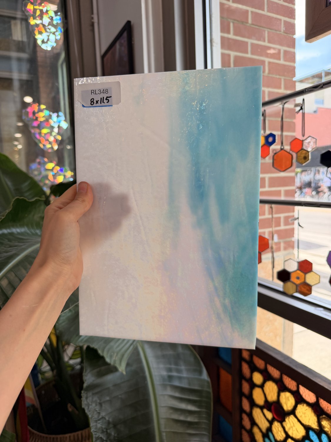 Blue White Iridescent Wissmach Sheet Glass – RL348