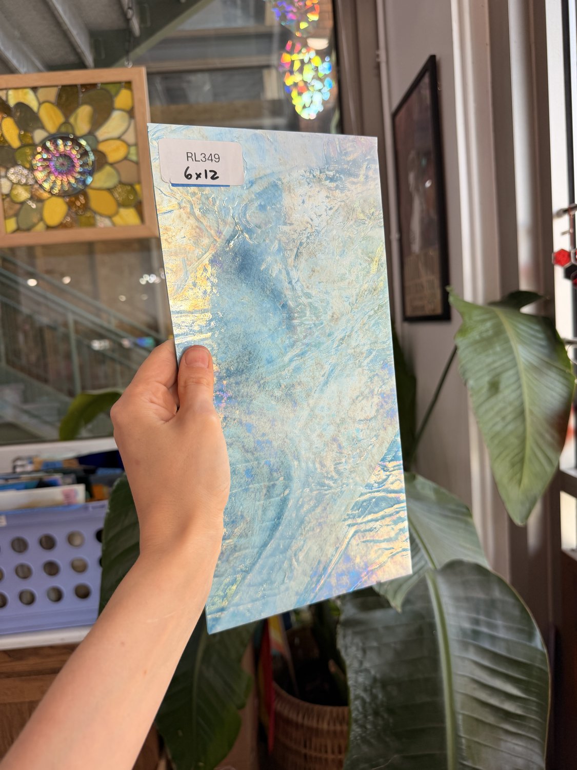 Blue White Iridescent Wissmach Sheet Glass – RL349