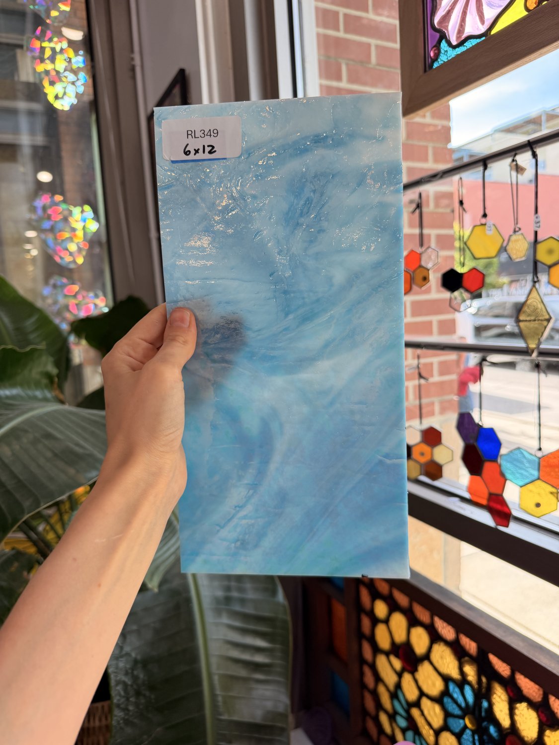 Blue White Iridescent Wissmach Sheet Glass – RL349