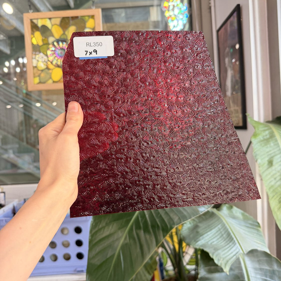 Red Transparent Textured Wissmach Florentine Sheet Glass Fusible 96 COE