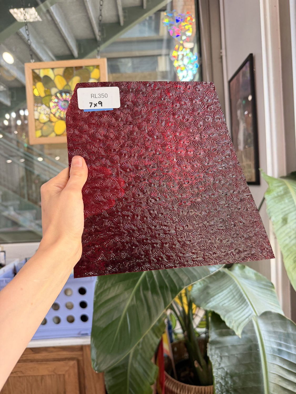 Red Transparent Textured Wissmach Florentine Sheet Glass Fusible 96 COE – RL350