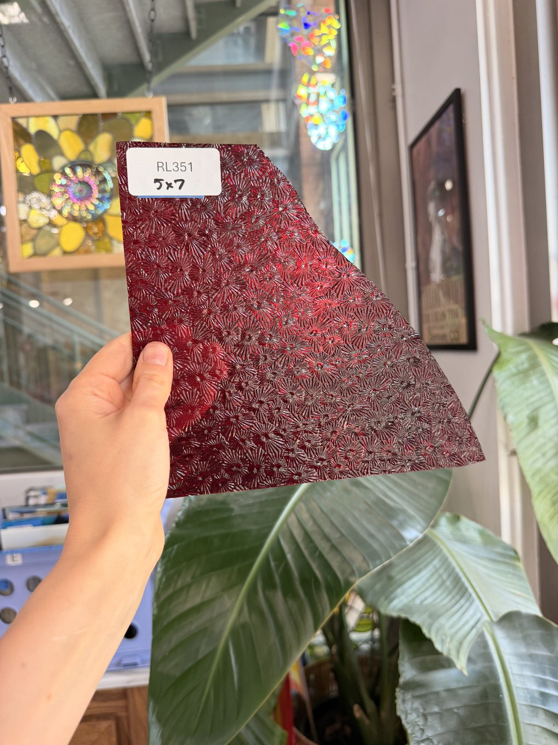 Red Transparent Textured Wissmach Florentine Sheet Glass Fusible 96 COE – RL351