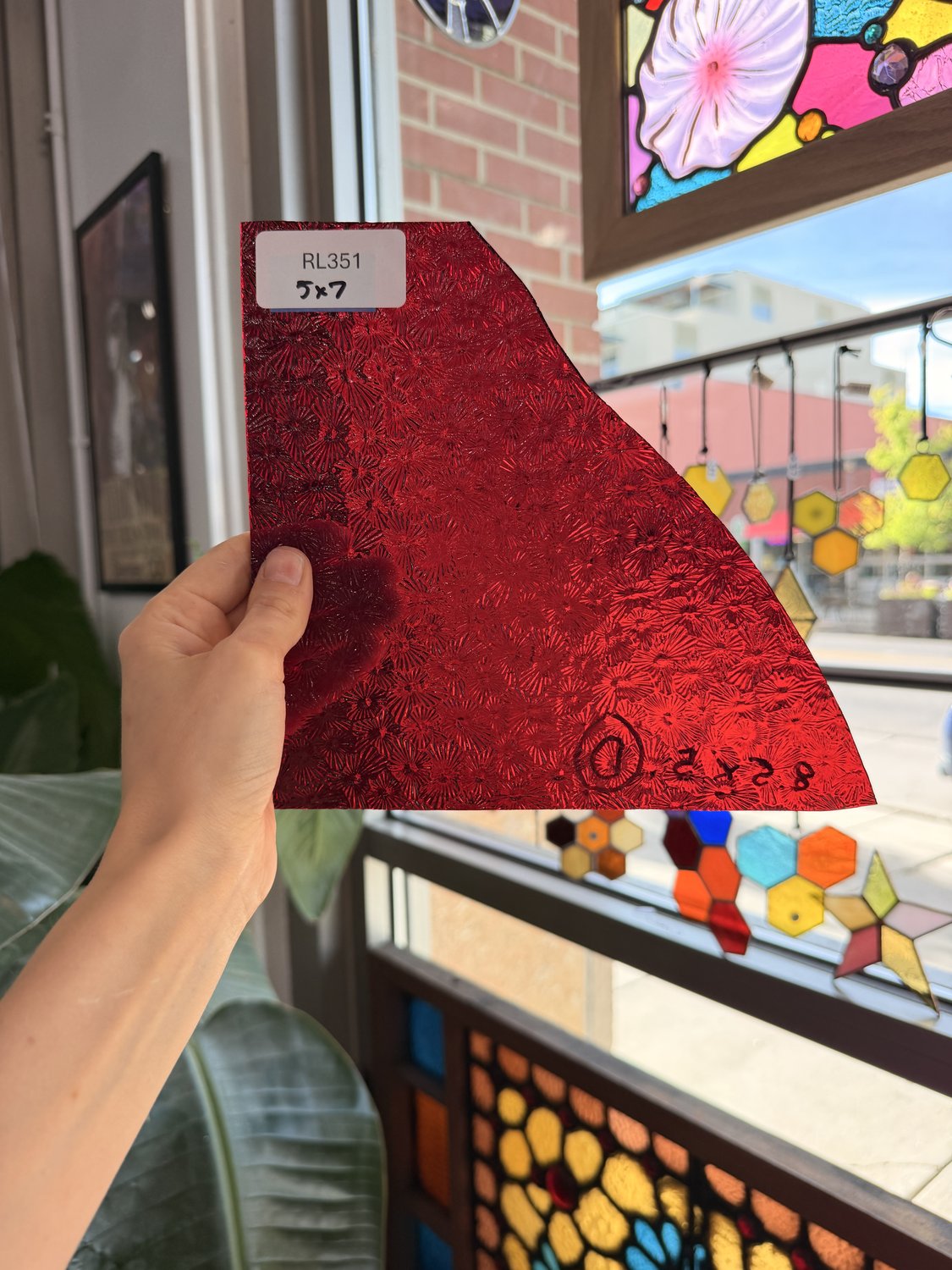 Red Transparent Textured Wissmach Florentine Sheet Glass Fusible 96 COE – RL351