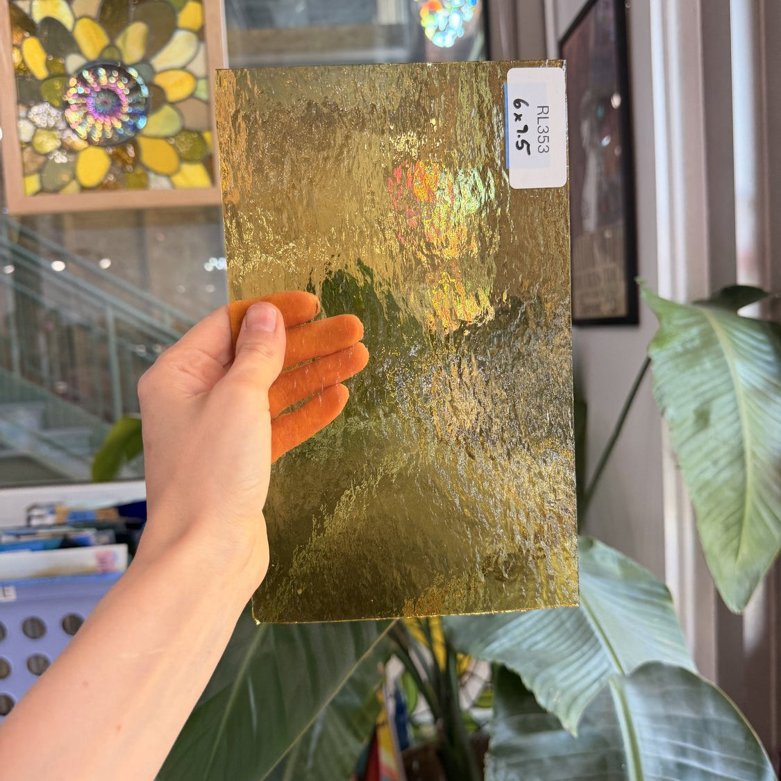 Medium Amber Transparent Rough Rolled Oceanside Fusible 96 COE Sheet Glass