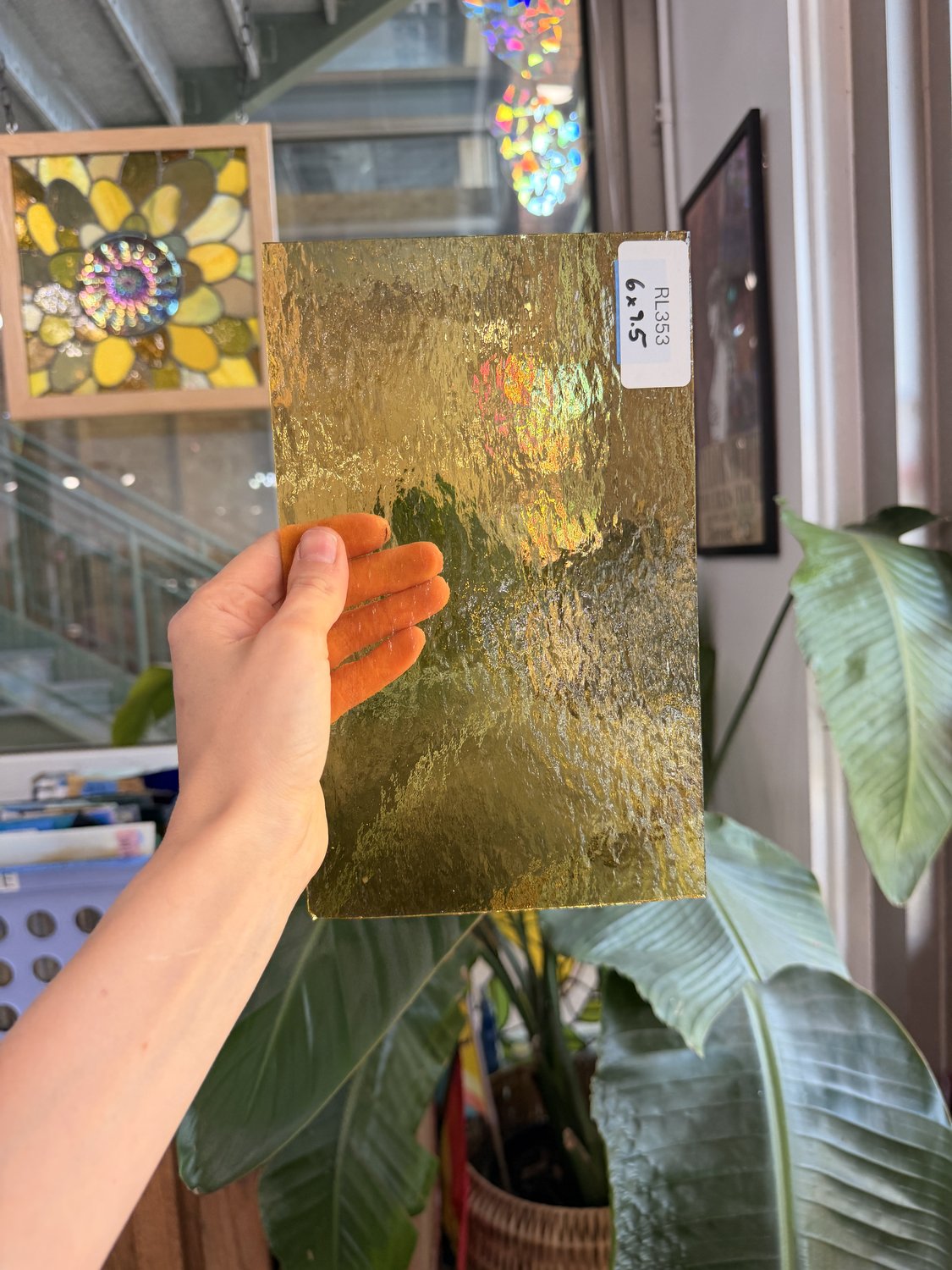 Medium Amber Transparent Rough Rolled Oceanside Fusible 96 COE Sheet Glass