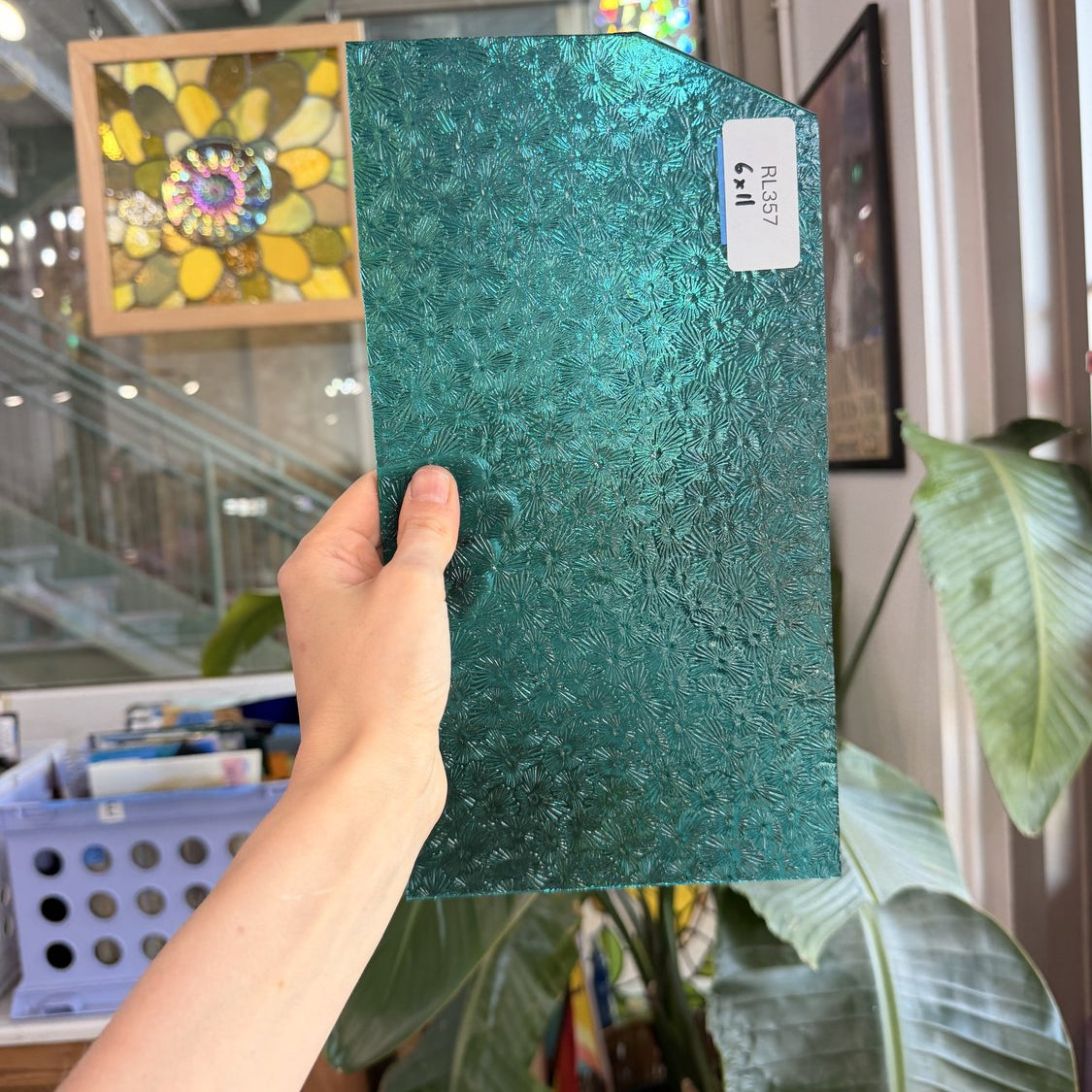 Robins Egg Blue Transparent Textured Wissmach Florentine Sheet Glass