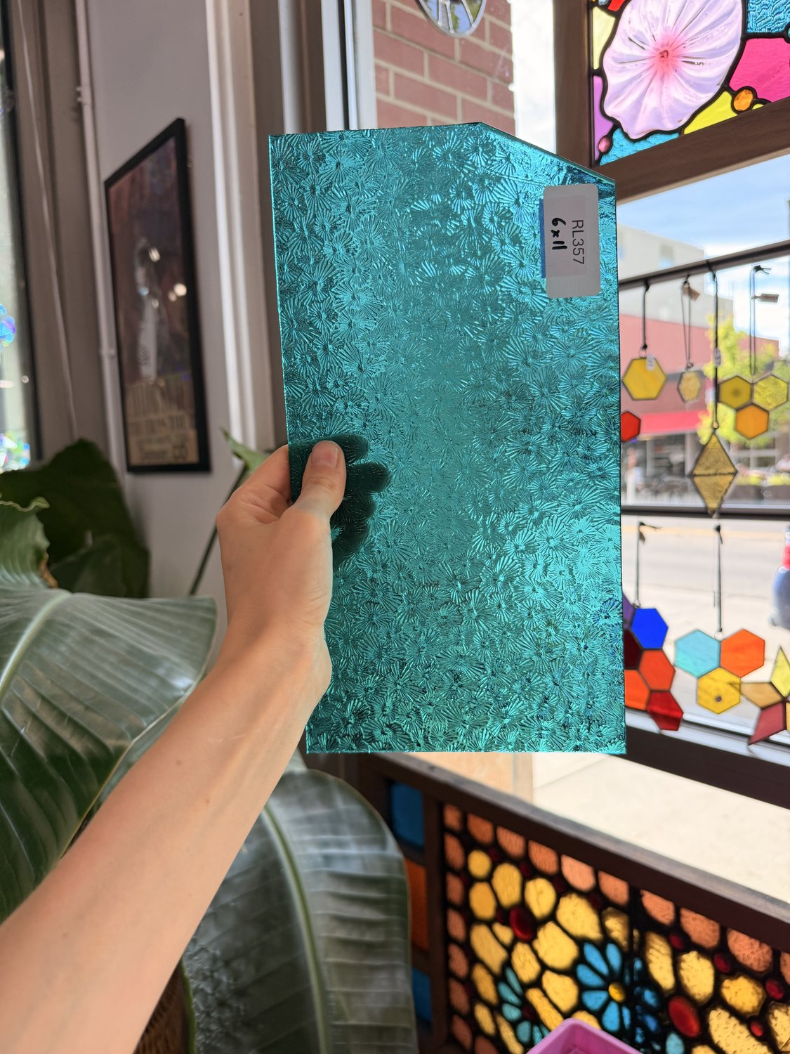 Robins Egg Blue Transparent Textured Wissmach Florentine Sheet Glass