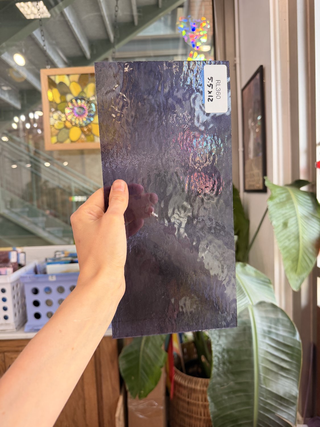 Grape Rough Rolled Oceanside Fusible 96 COE Sheet Glass