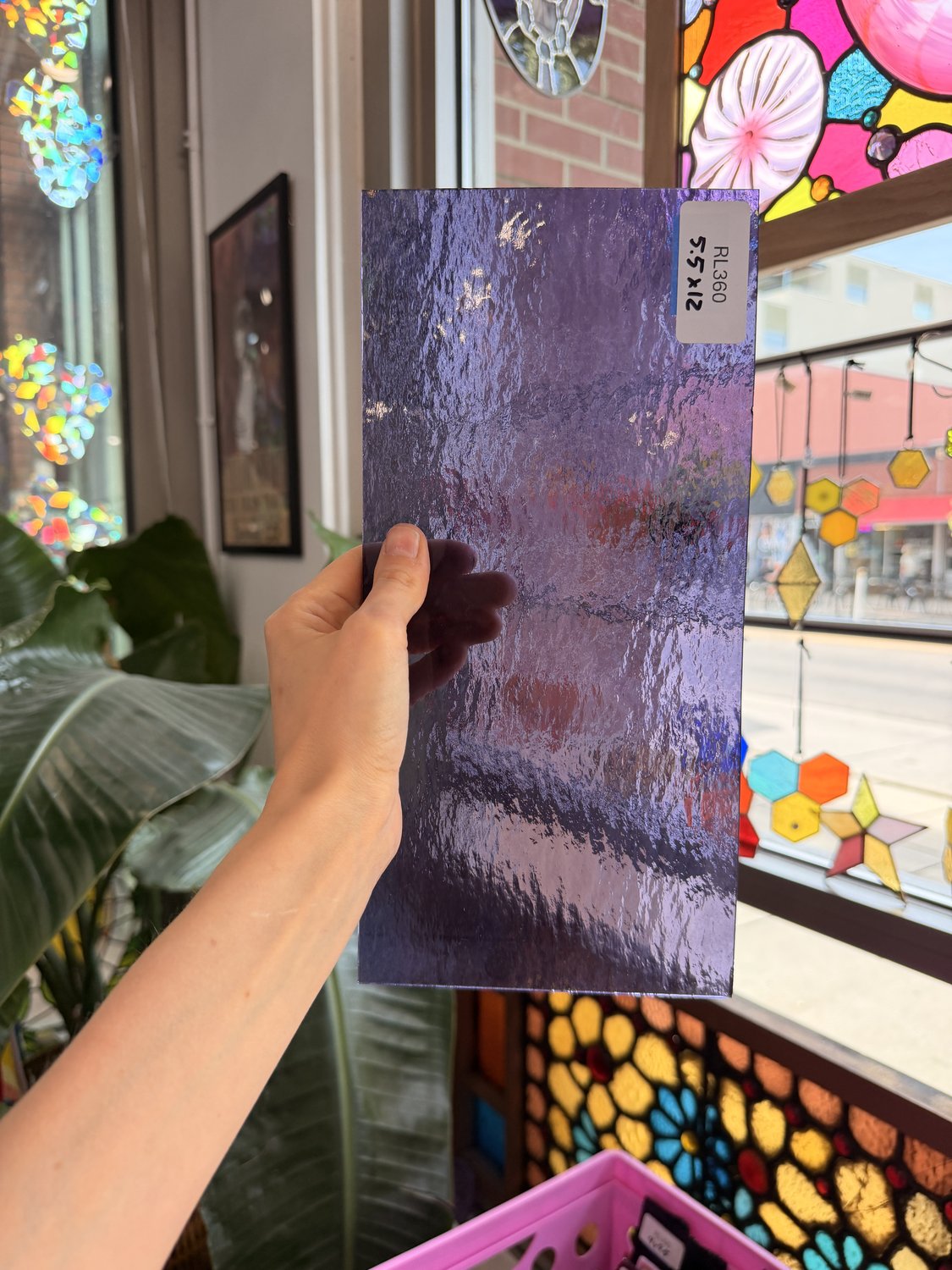 Grape Rough Rolled Oceanside Fusible 96 COE Sheet Glass