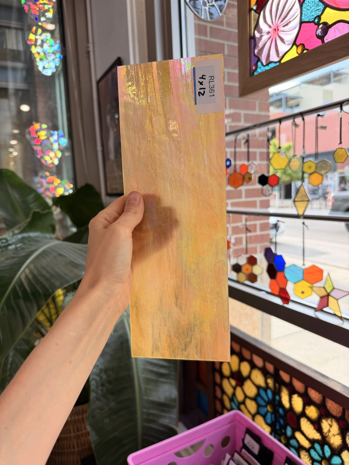 Amber Gold Iridescent Wissmach Sheet Glass