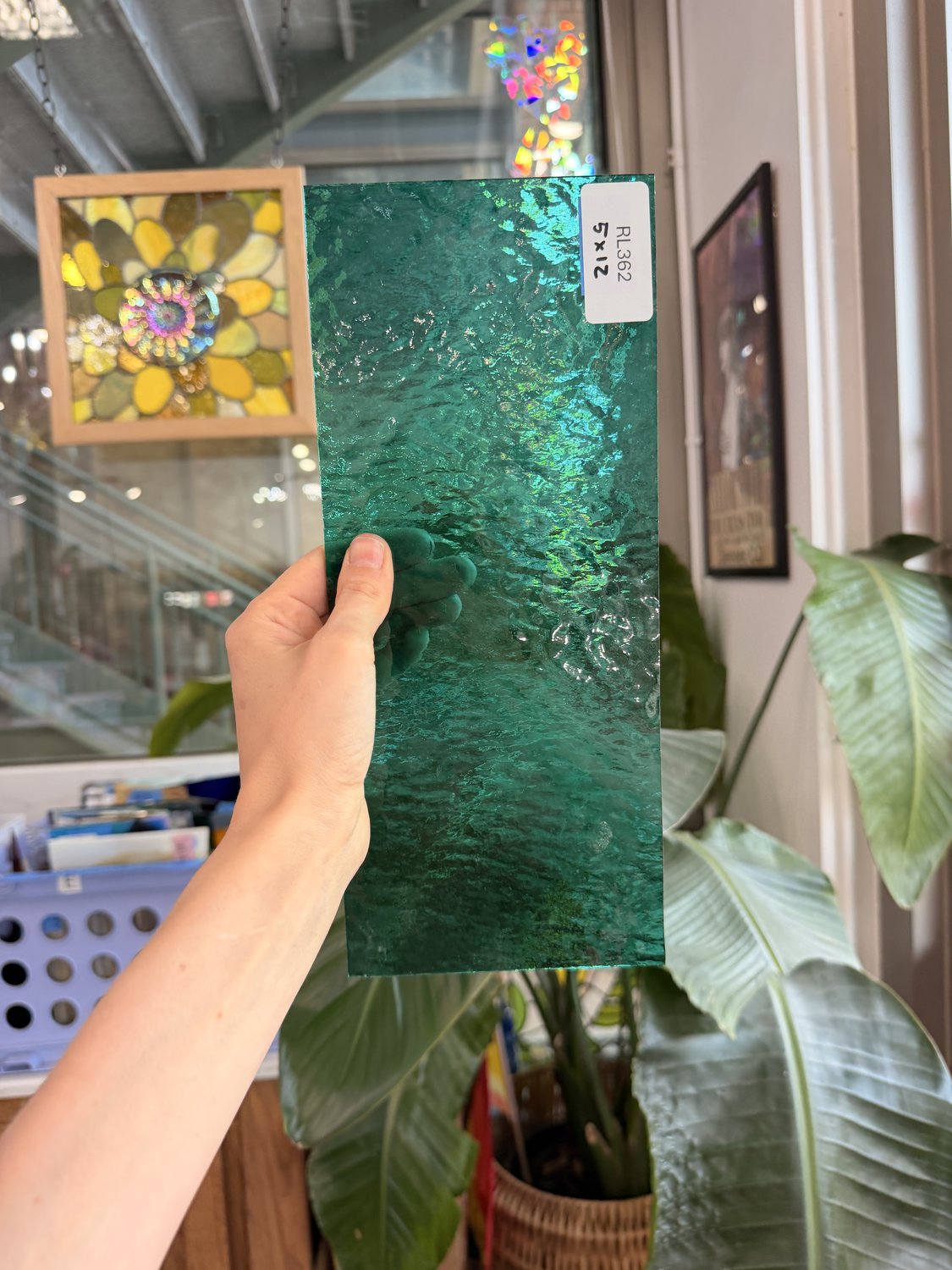 Teal Green Rough Rolled Oceanside Fusible 96 COE Sheet Glass
