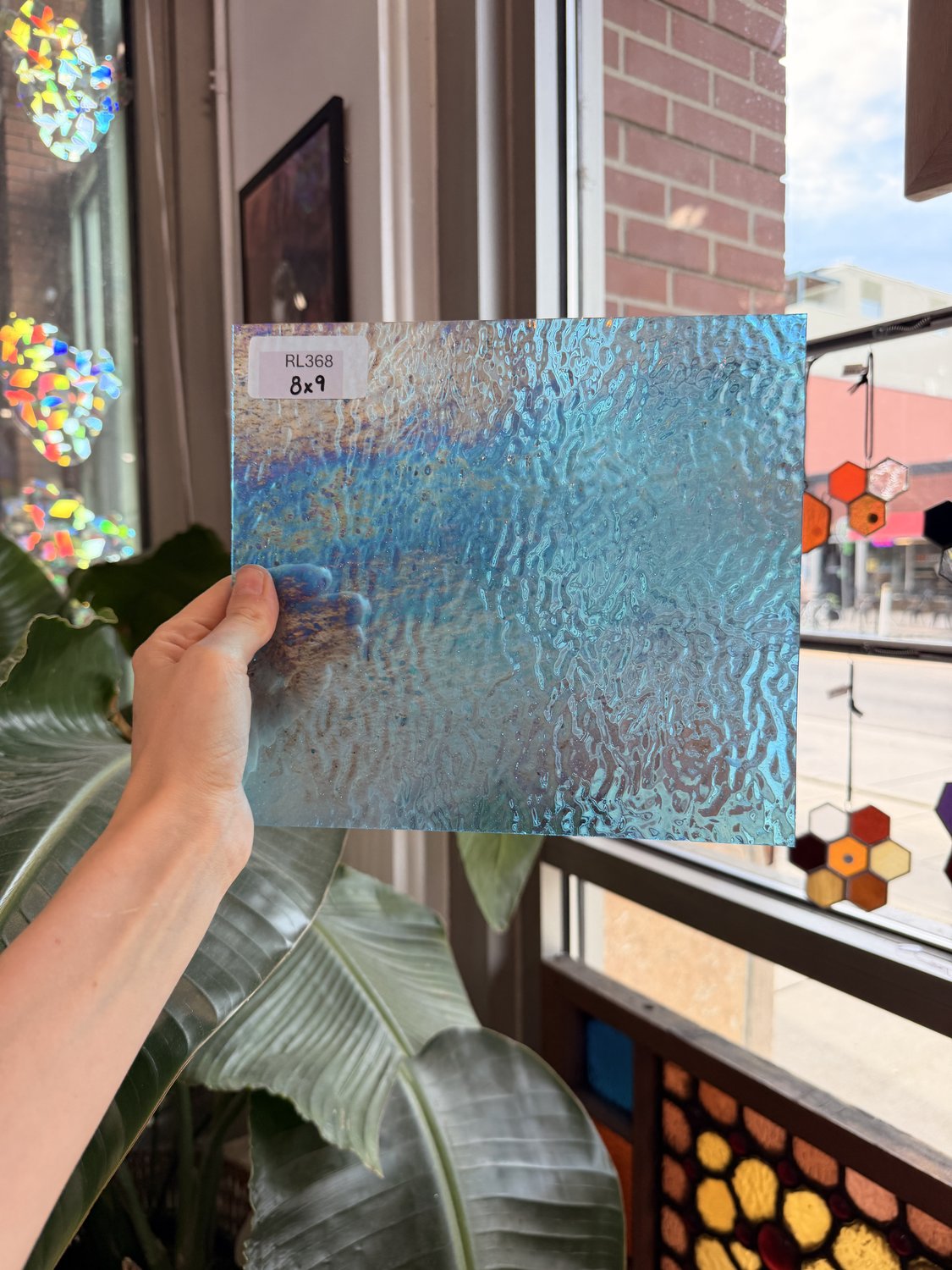 Blue Iridescent Transparent Ripple Wissmach Sheet Glass – RL368
