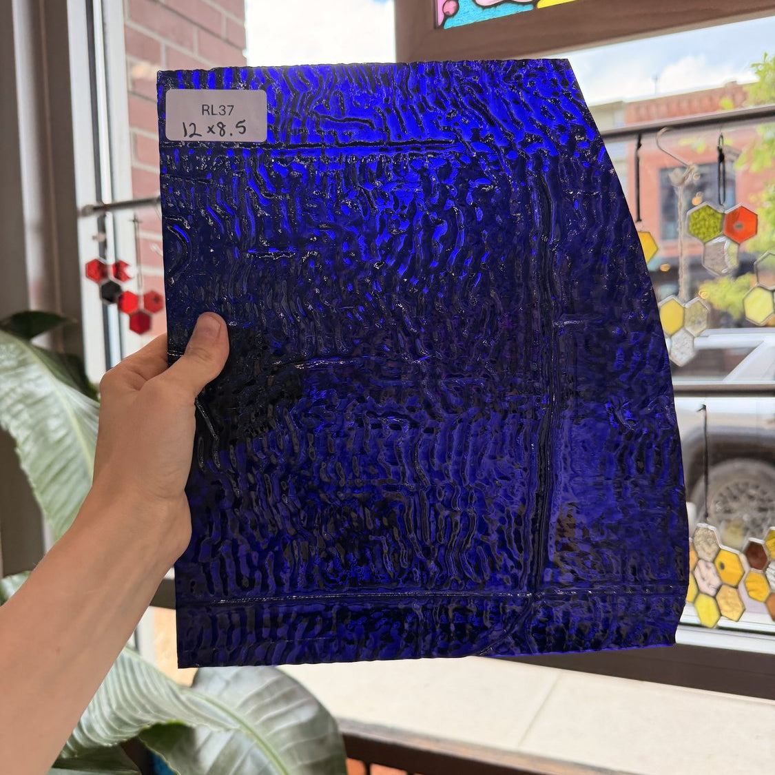Deep Blue Transparent Ripple Textured Sheet Glass