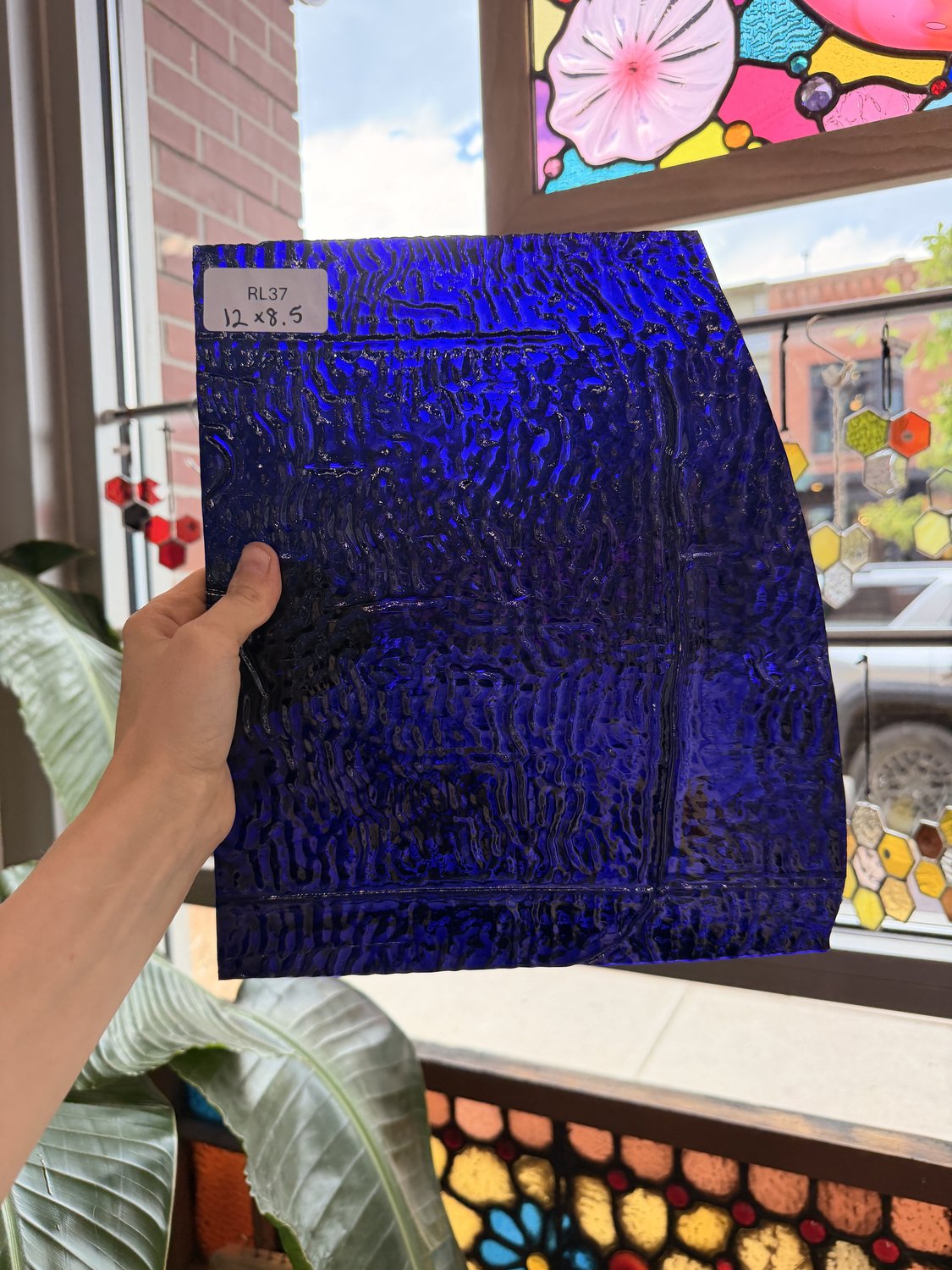 Deep Blue Transparent Ripple Textured Sheet Glass