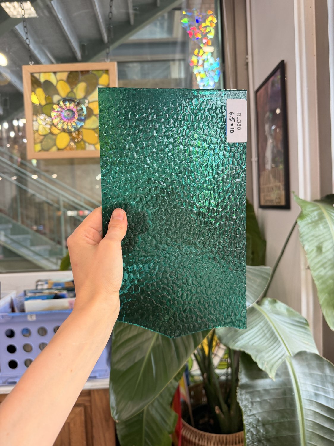 Pine Green Emerald Hammered Choice Sheet Glass