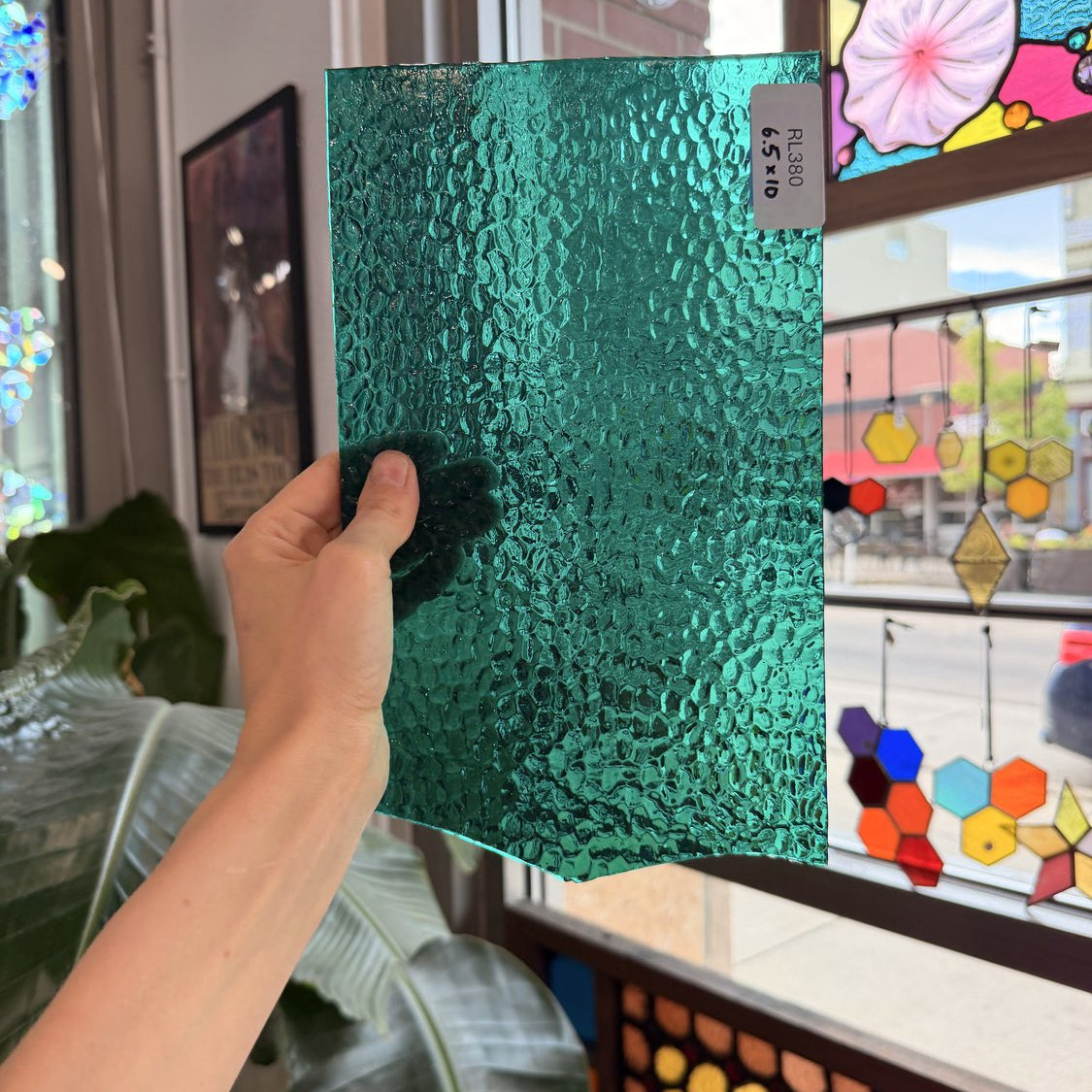 Pine Green Emerald Hammered Choice Sheet Glass