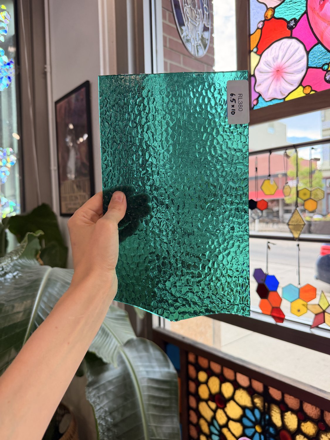 Pine Green Emerald Hammered Choice Sheet Glass