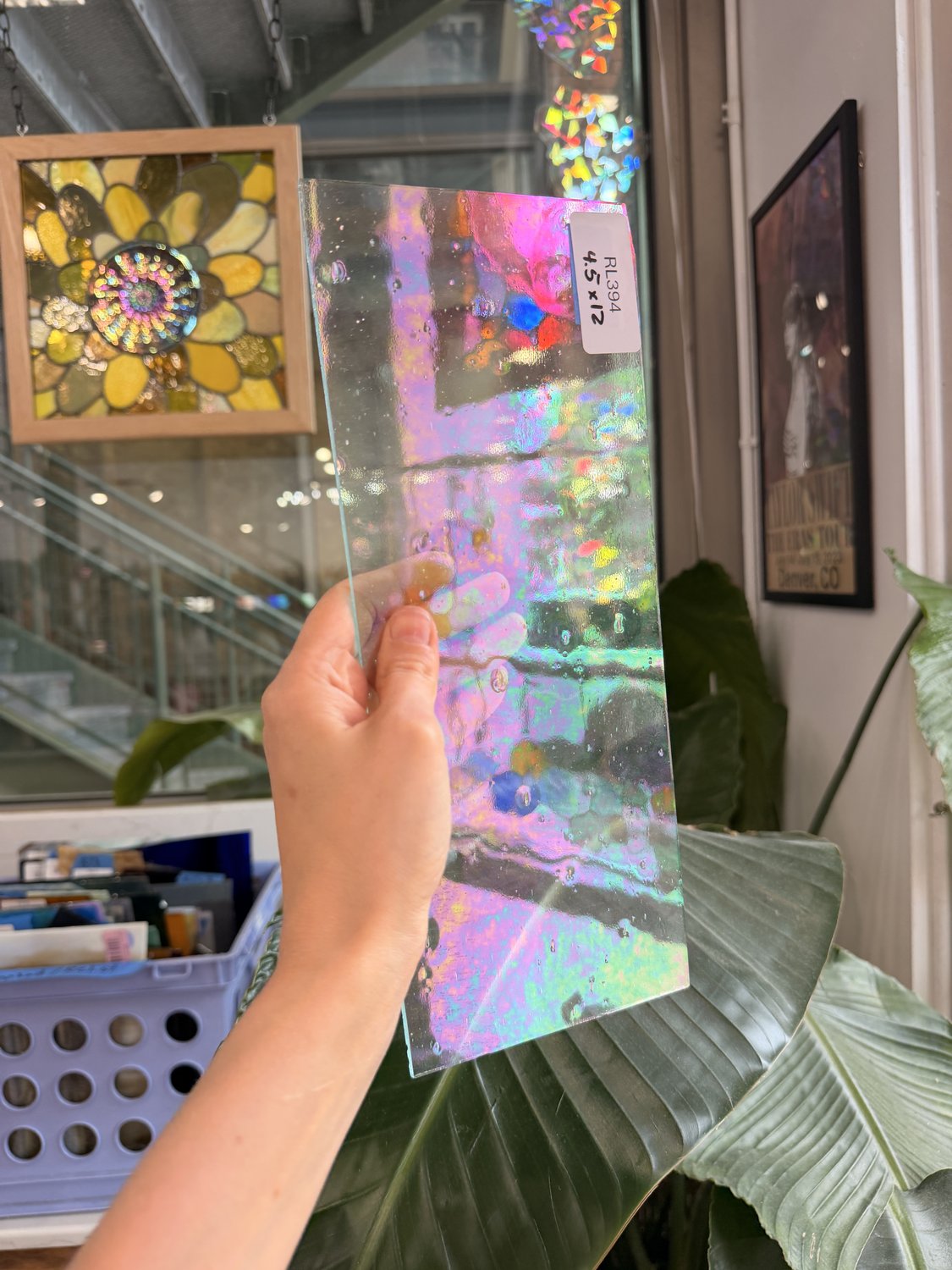Vintage Clear Rare Iridescent Seedy Spectrum Sheet Glass
