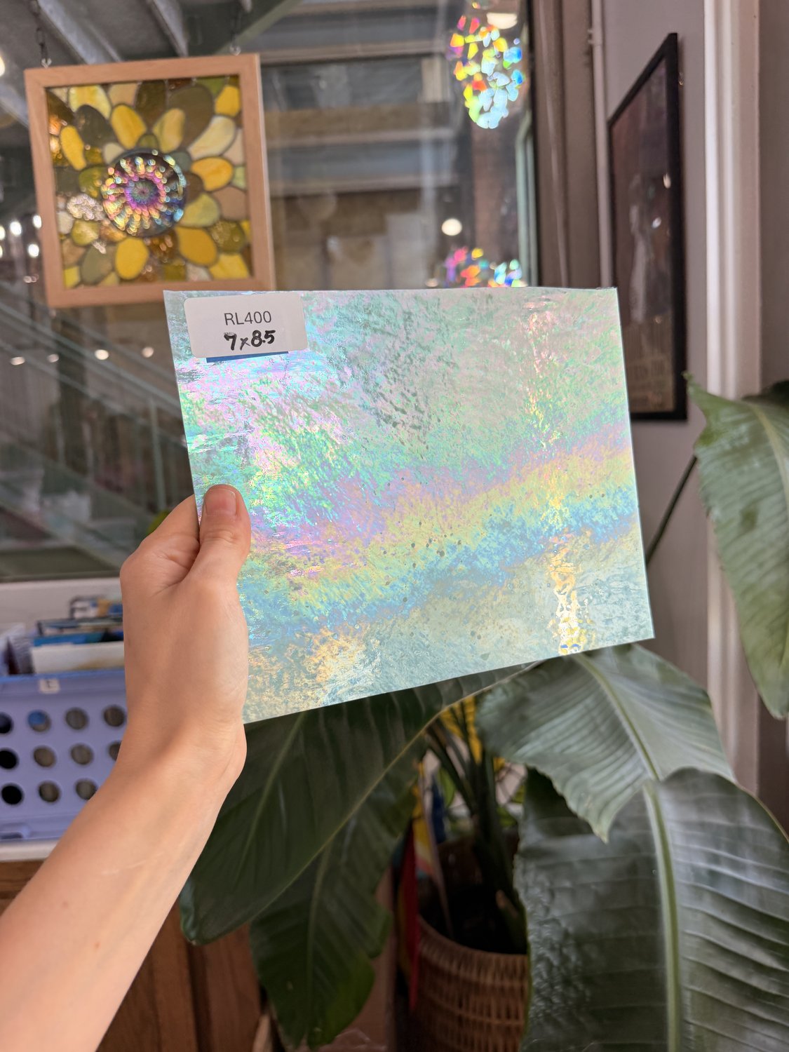 Pale Green Iridescent Opal Wissmach Fusible 96 COE – RL400
