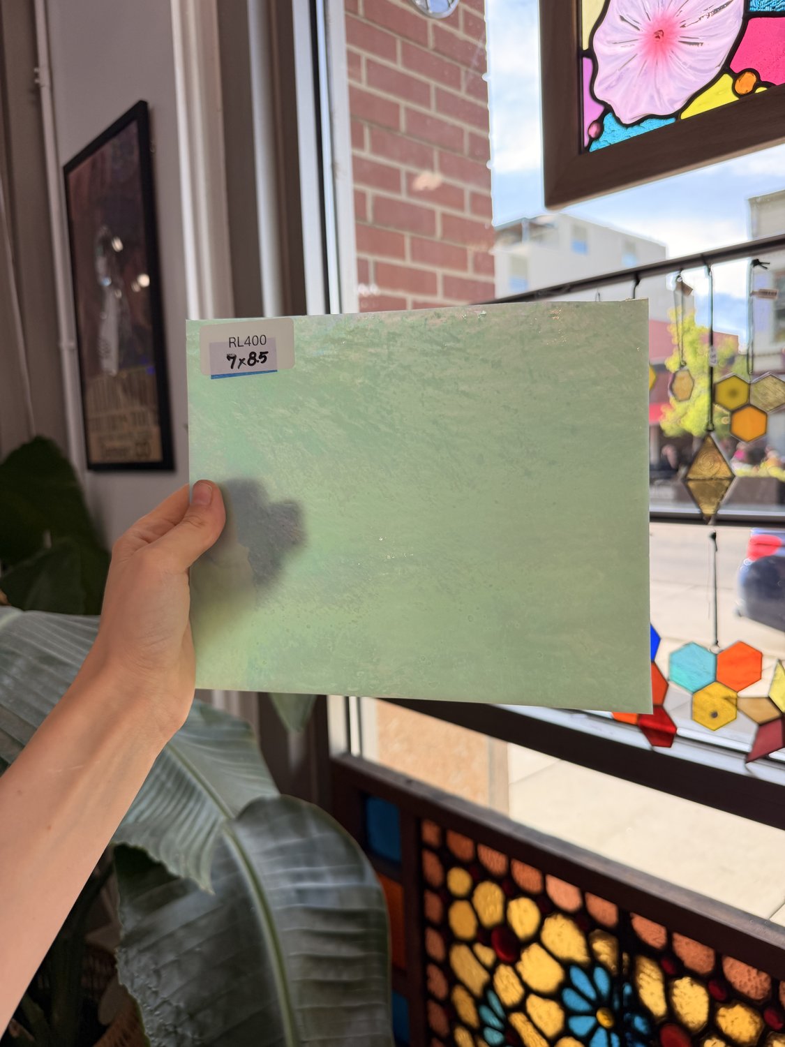 Pale Green Iridescent Opal Wissmach Fusible 96 COE – RL400