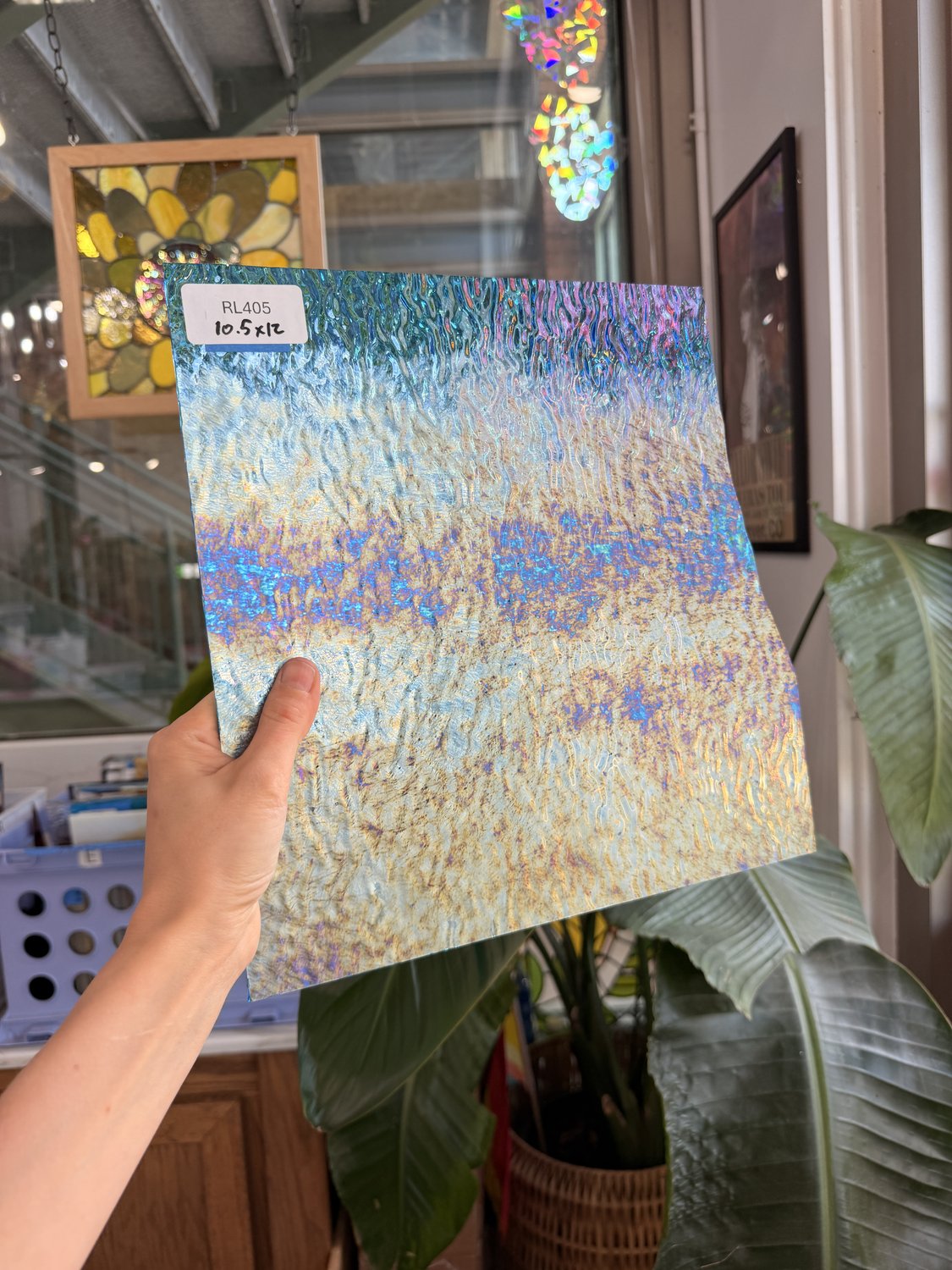 Blue Iridescent Transparent Ripple Wissmach Sheet Glass – RL405