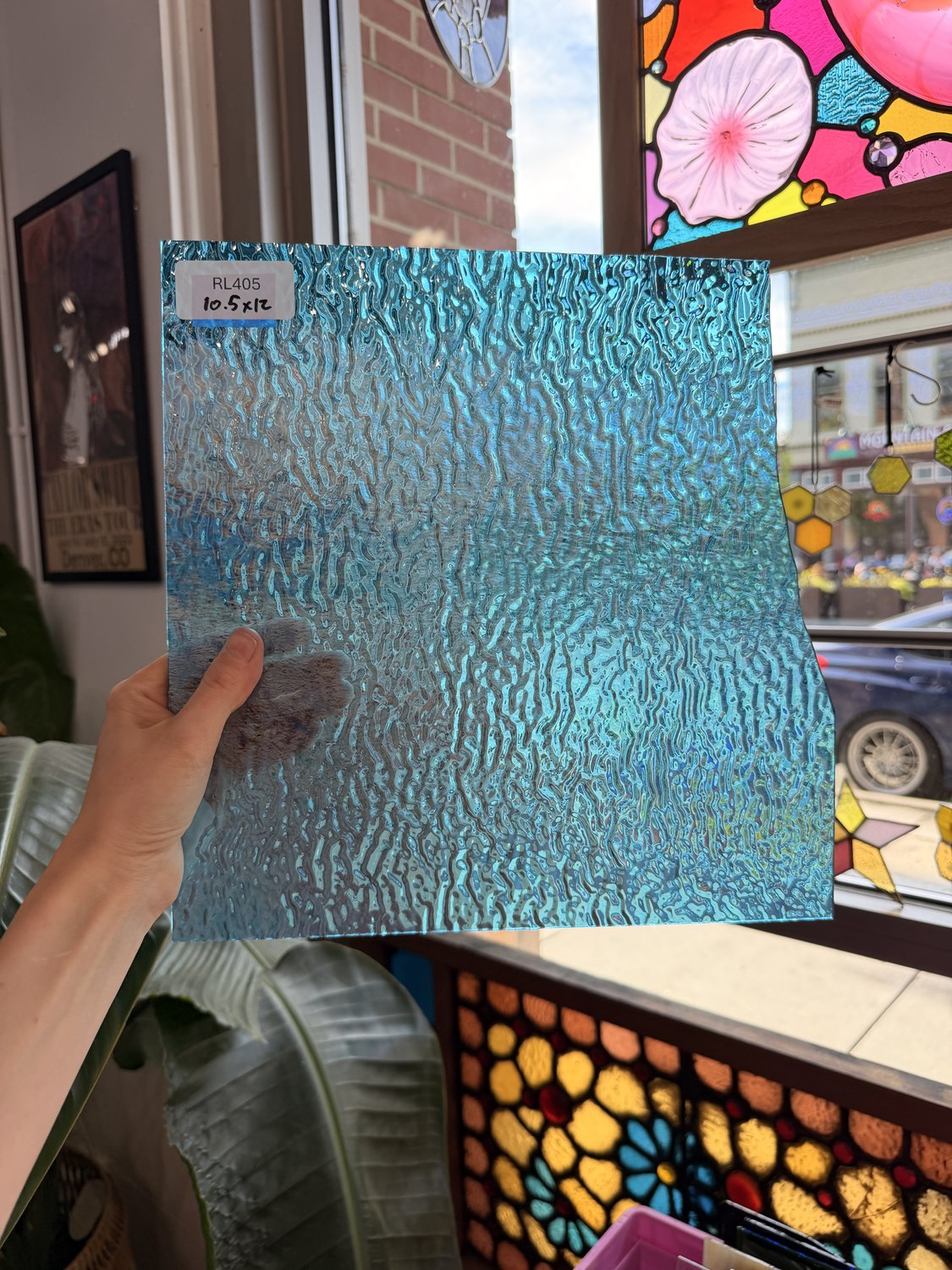 Blue Iridescent Transparent Ripple Wissmach Sheet Glass – RL405