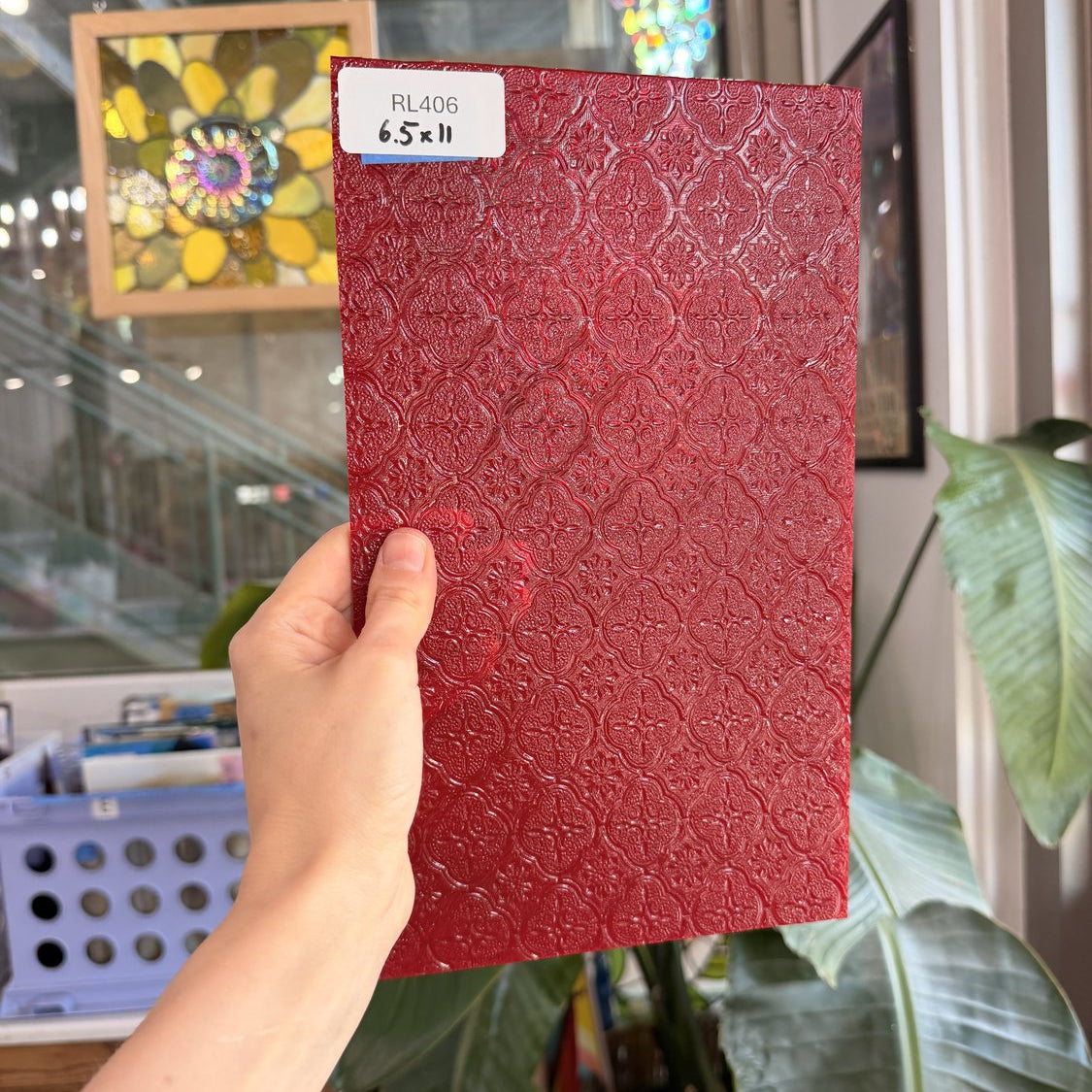 Red Lace Transparent Textured Choice Sheet Glass