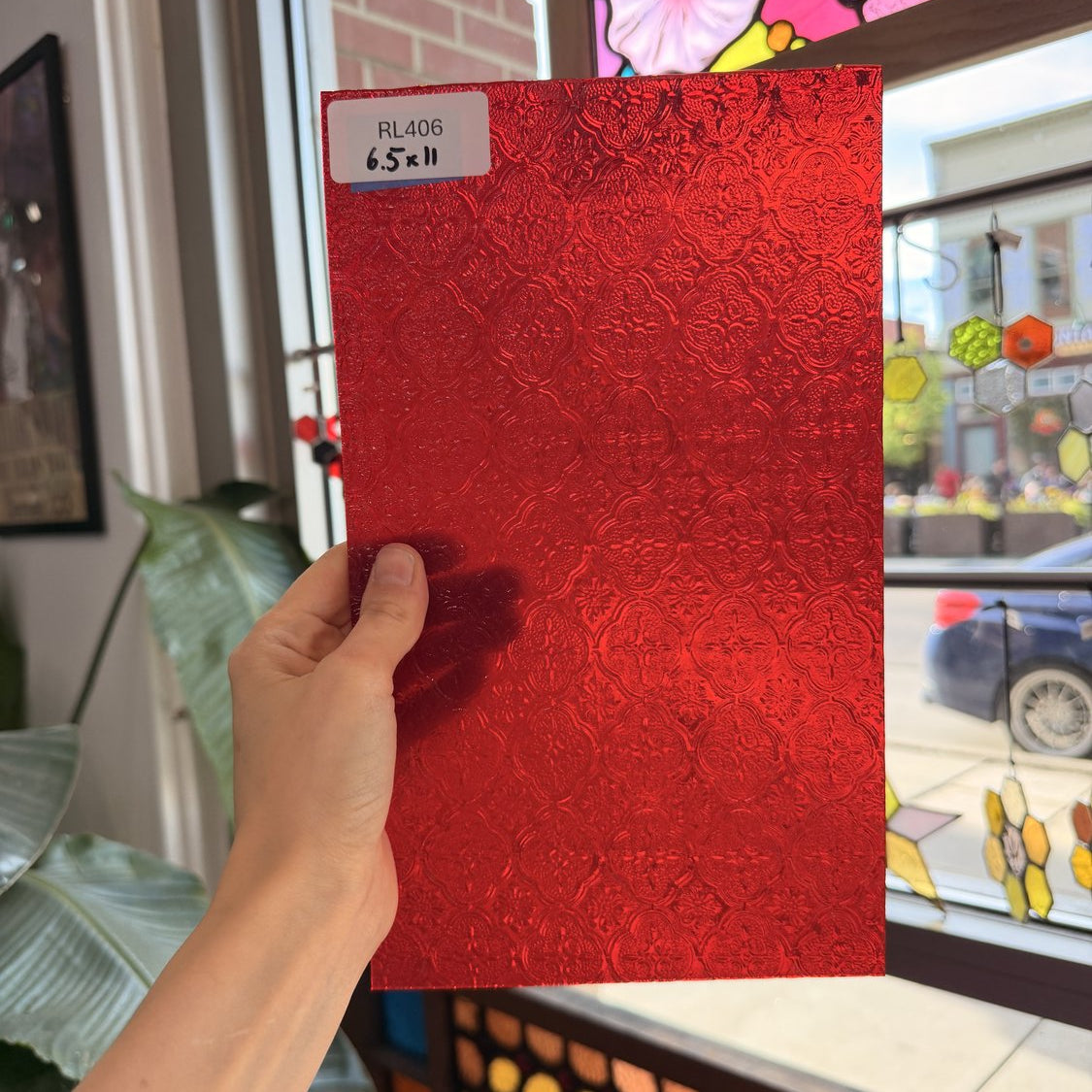 Red Lace Transparent Textured Choice Sheet Glass