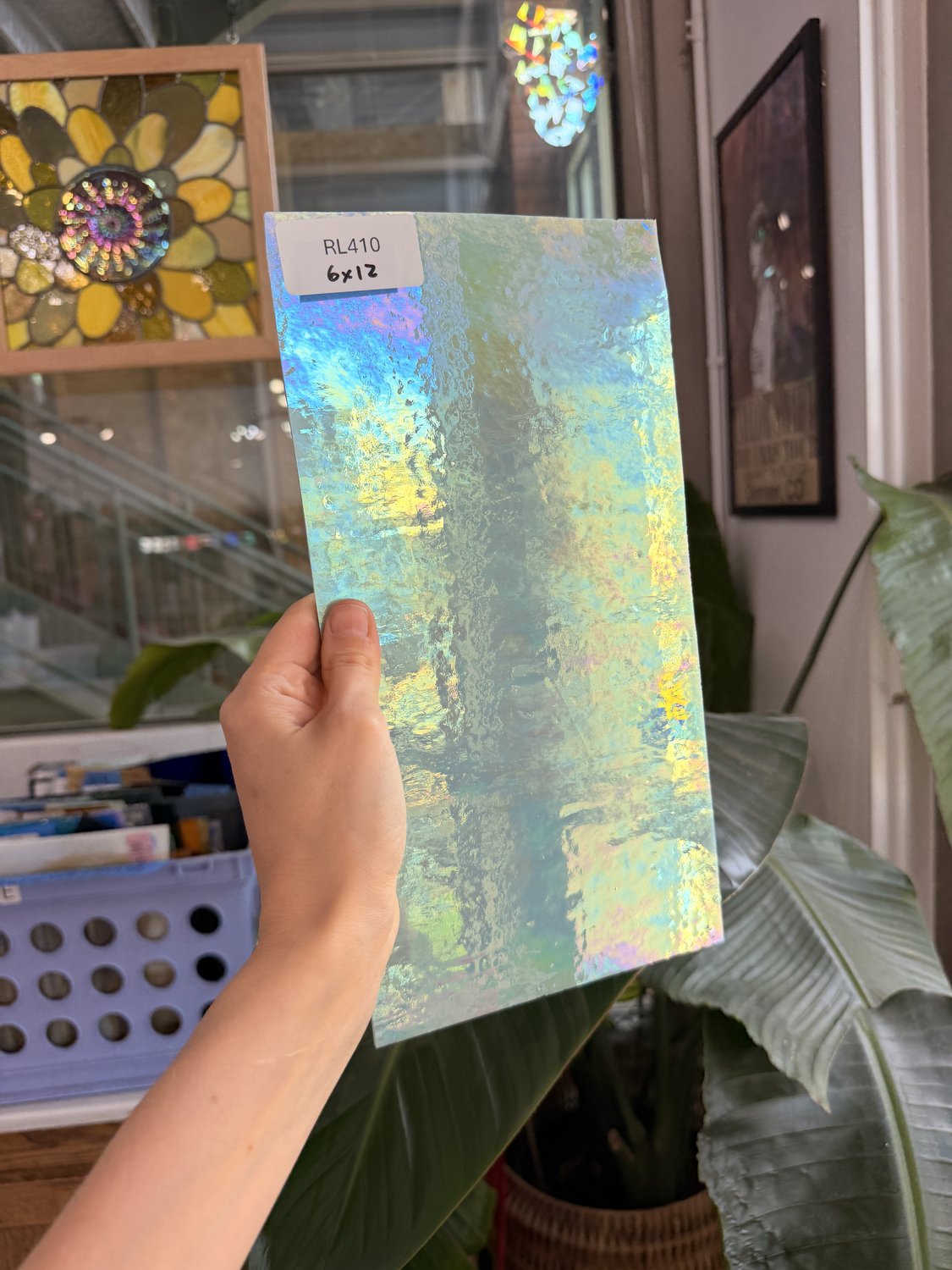 Pale Green Iridescent Opal Wissmach Fusible 96 COE – RL410