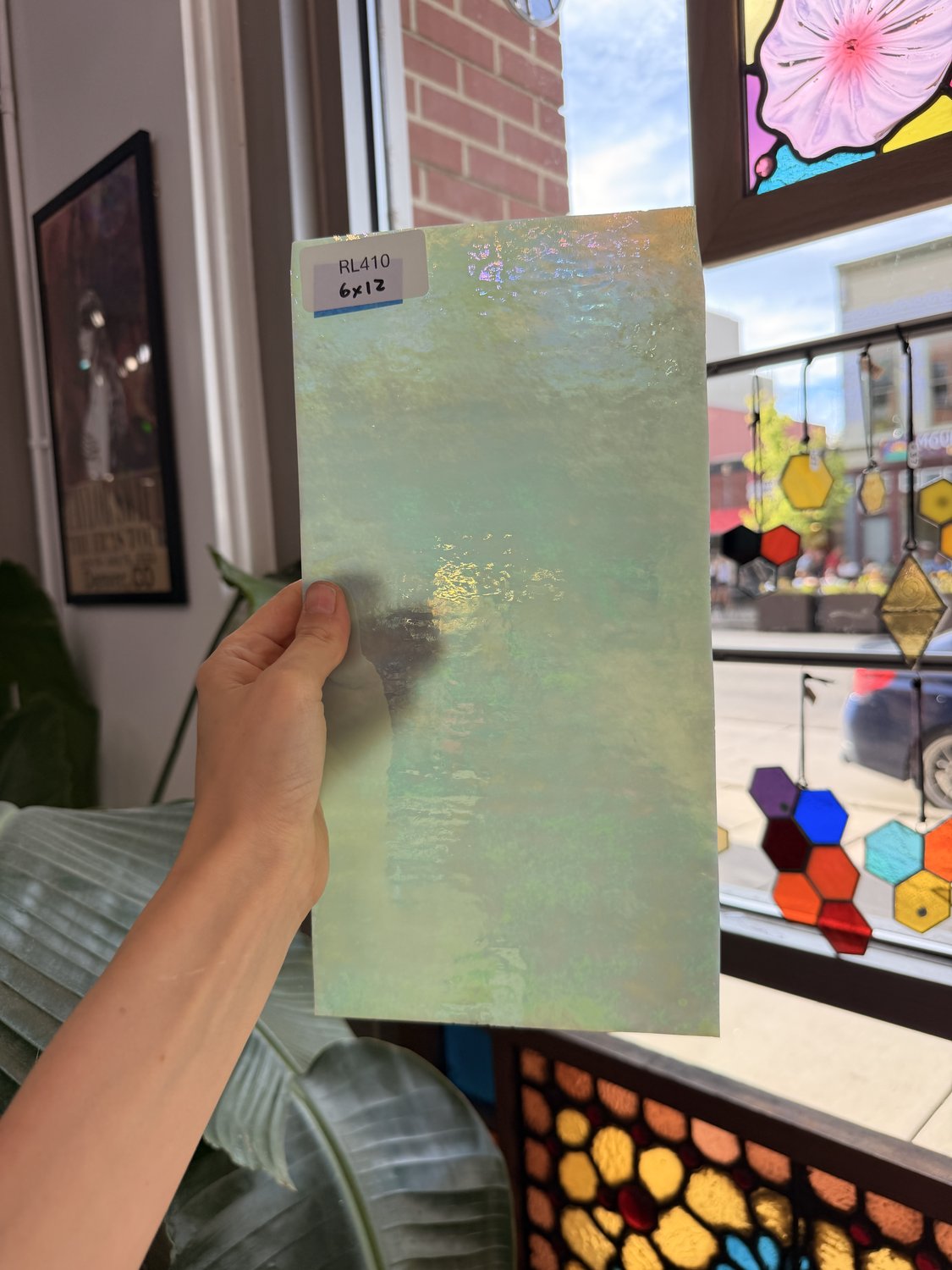 Pale Green Iridescent Opal Wissmach Fusible 96 COE – RL410