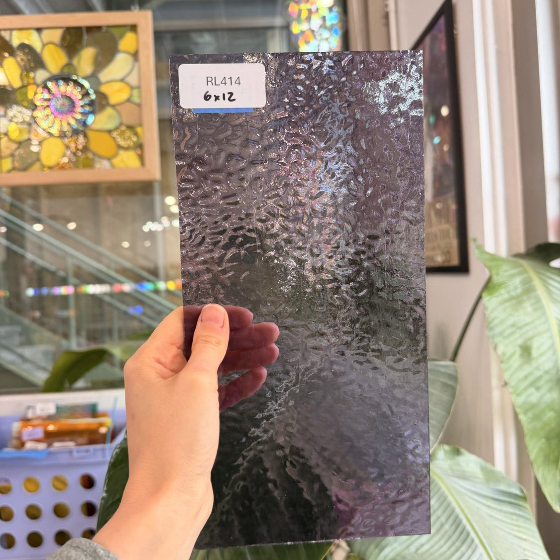 Light Purple Lilac English Muffle Sheet Glass