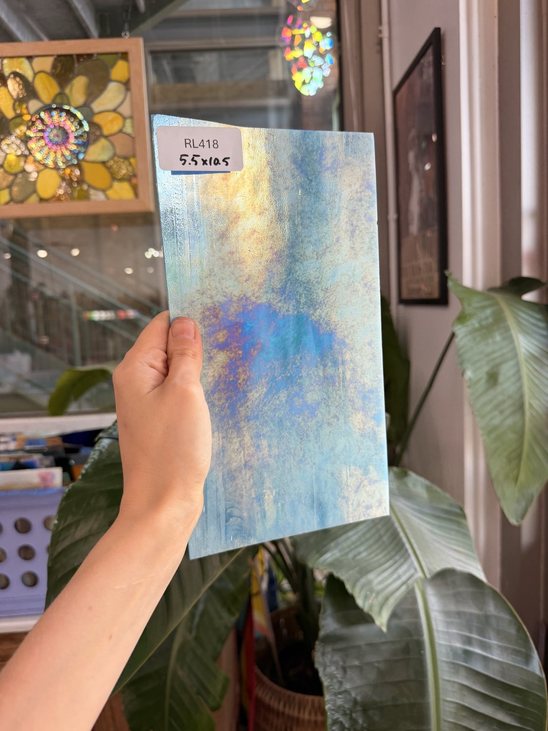 Blue White Iridescent Wissmach Sheet Glass – RL418