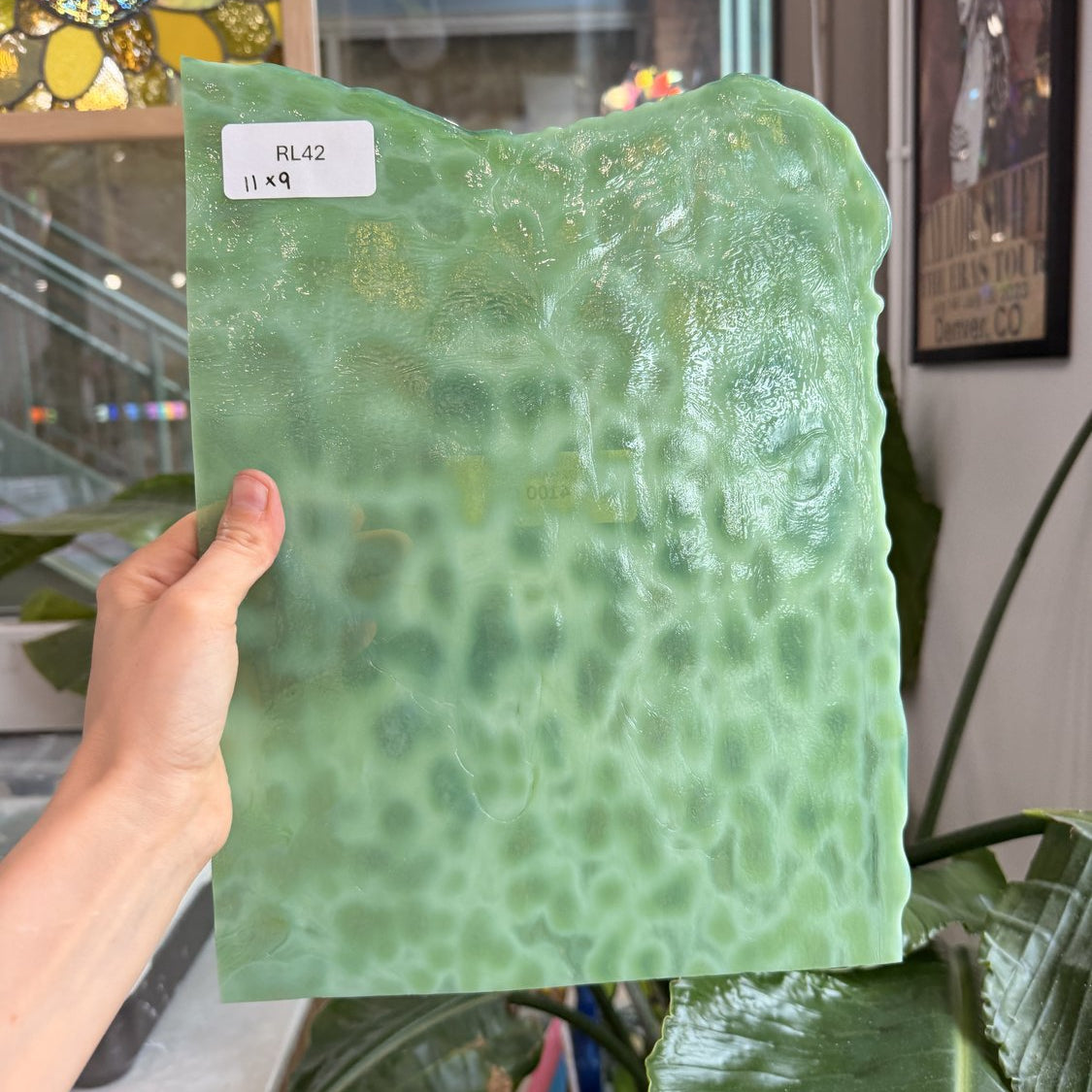Apple Green Dappled Mottled Sheet Glass