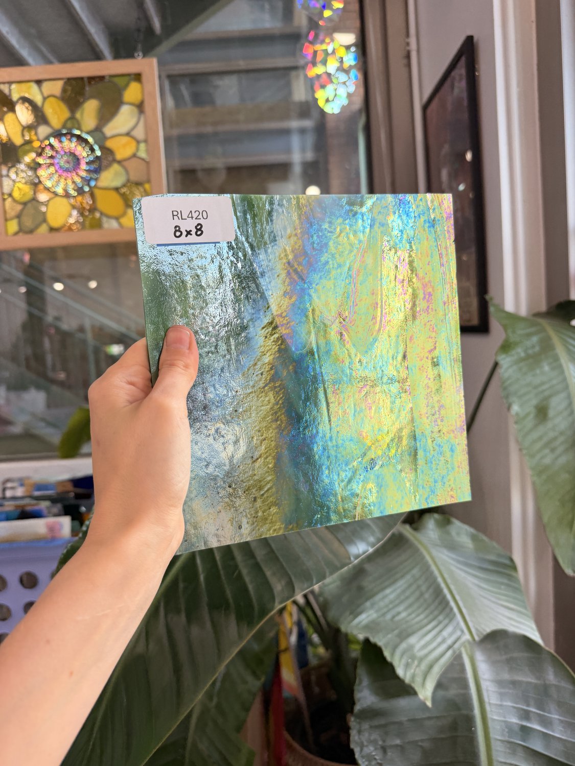 Medium Green Iridescent Wissmach Sheet Glass