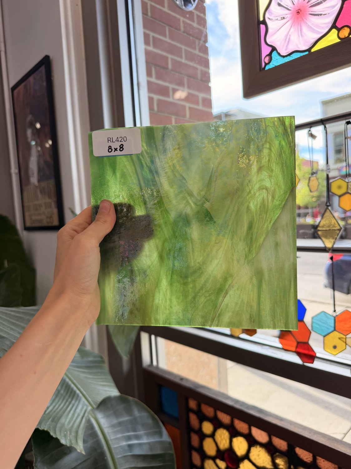 Medium Green Iridescent Wissmach Sheet Glass