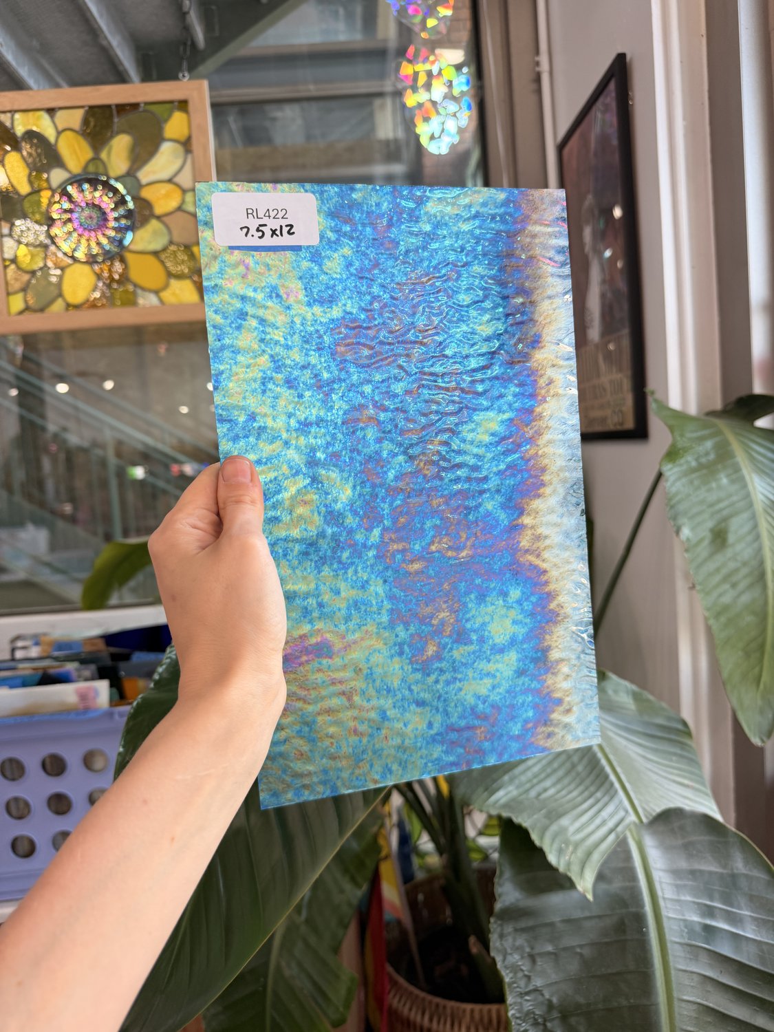 Blue Iridescent Transparent Ripple Wissmach Sheet Glass – RL422