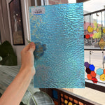 Blue Iridescent Transparent Ripple Wissmach Sheet Glass – RL422