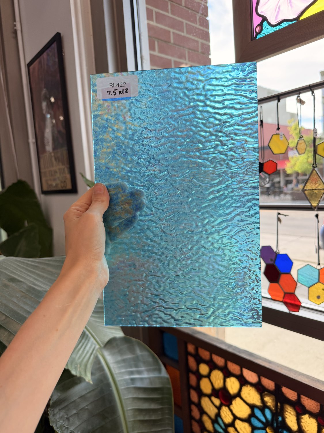 Blue Iridescent Transparent Ripple Wissmach Sheet Glass – RL422