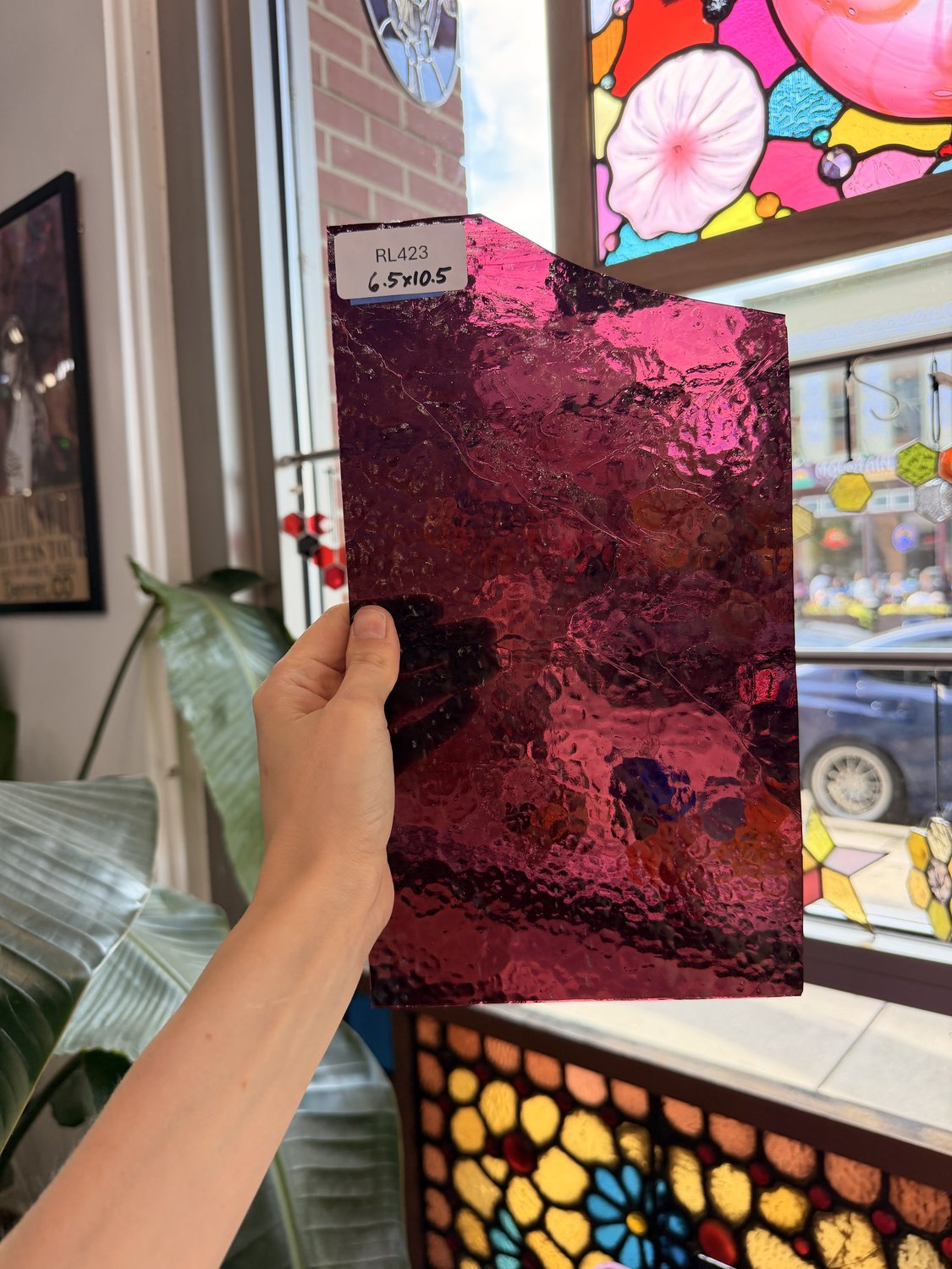 Merlot Pink Red Transparent Textured Sheet Glass