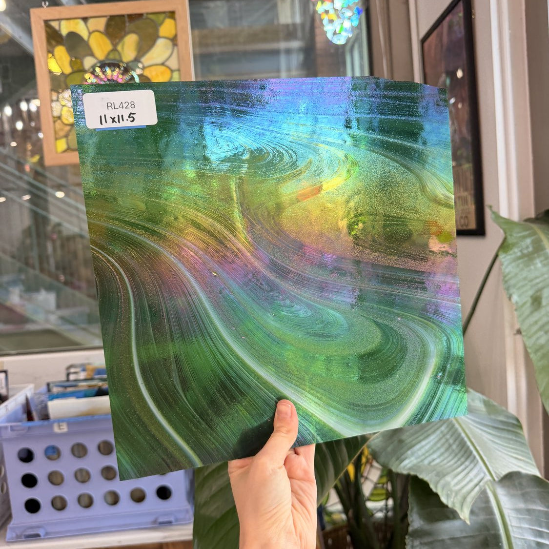 Sparkling Spruce Oceanside Iridescent Green Aventurine Fusers Reserve System 96 COE Sheet Glass – RL428