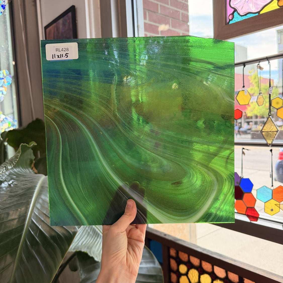 Sparkling Spruce Oceanside Iridescent Green Aventurine Fusers Reserve System 96 COE Sheet Glass – RL428