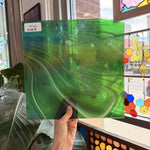 Sparkling Spruce Oceanside Iridescent Green Aventurine Fusers Reserve System 96 COE Sheet Glass – RL428