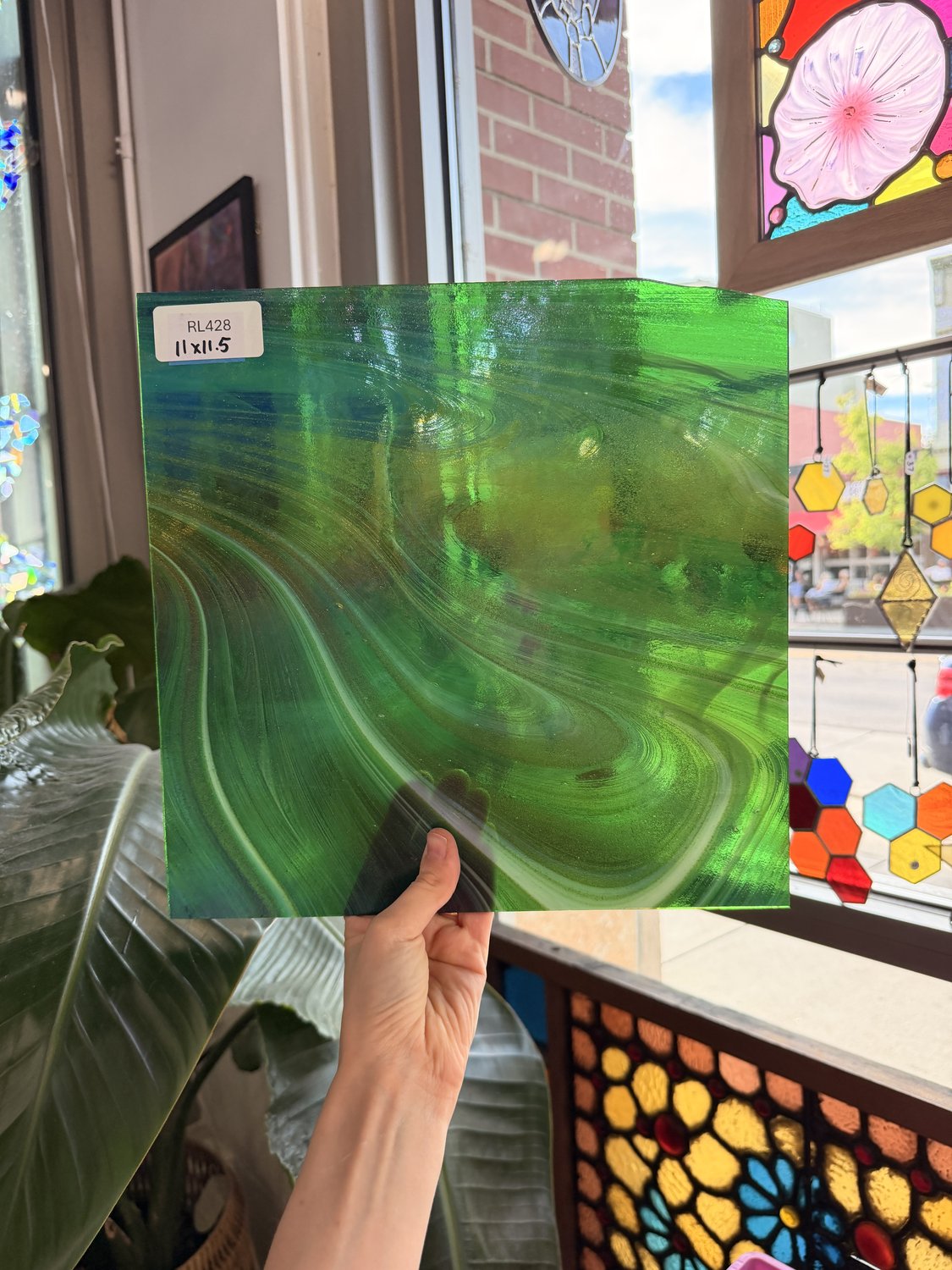 Sparkling Spruce Oceanside Iridescent Green Aventurine Fusers Reserve System 96 COE Sheet Glass – RL428