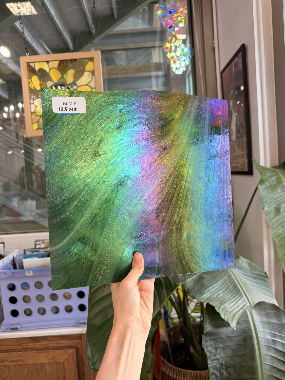 Sparkling Spruce Oceanside Iridescent Green Aventurine Fusers Reserve System 96 COE Sheet Glass – RL429