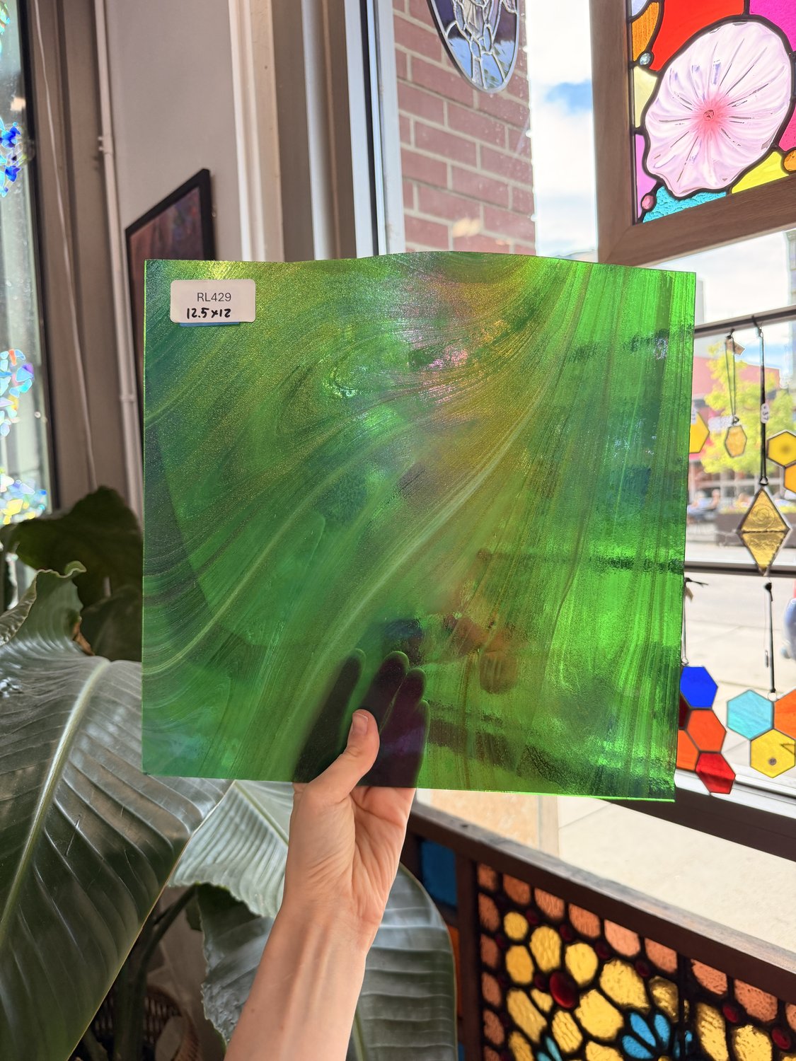 Sparkling Spruce Oceanside Iridescent Green Aventurine Fusers Reserve System 96 COE Sheet Glass – RL429