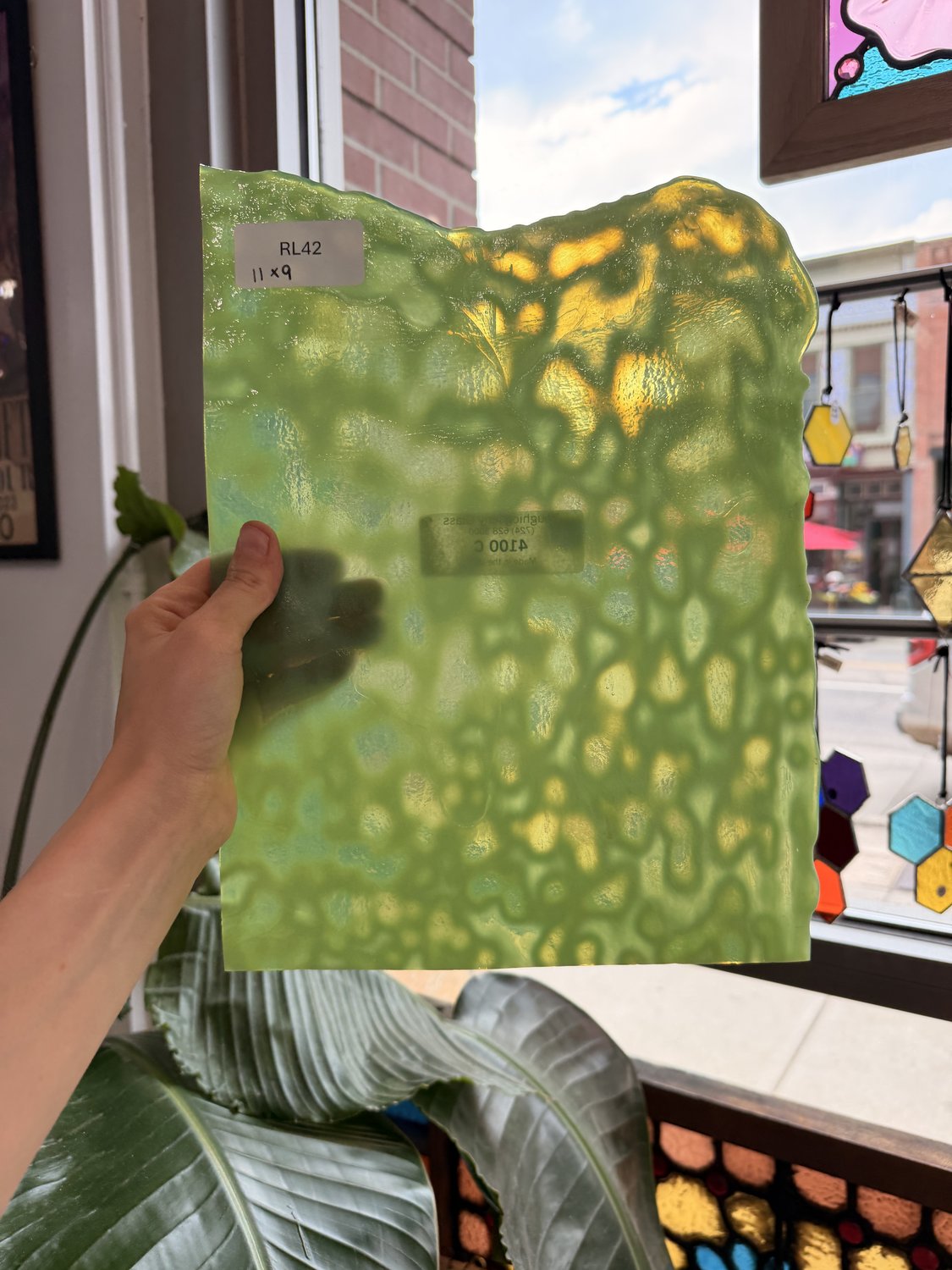 Apple Green Dappled Mottled Sheet Glass